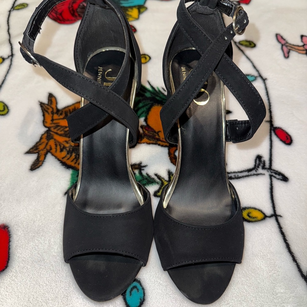 Jennifer Lopez Black Strappy Heels